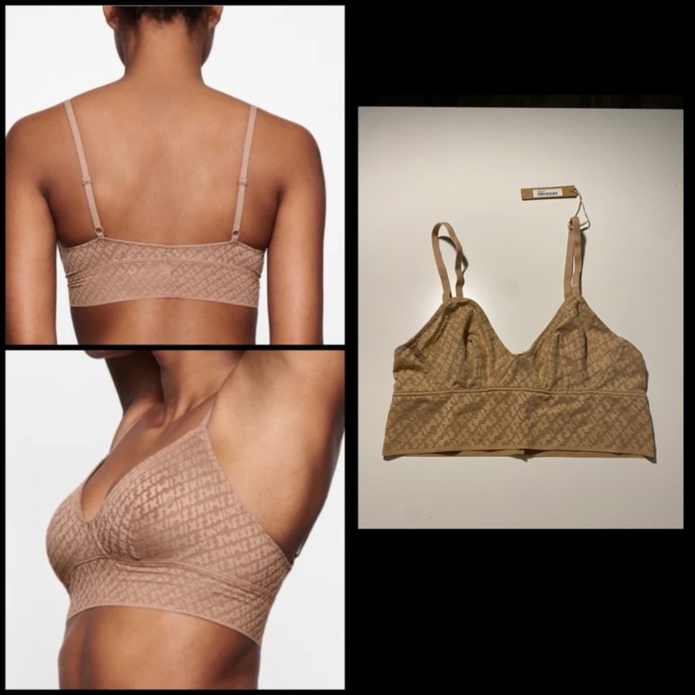 SKIMS Logo Mesh Triangle Bralette in Clay NWT